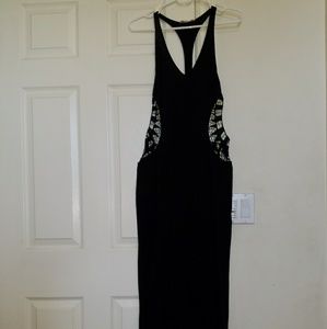 floor length black dress